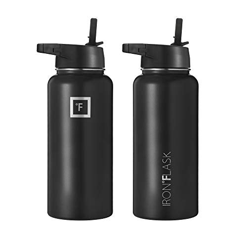 Iron Flask Sports Water Bottle - 32 Oz, 3 Lids (Straw Lid)