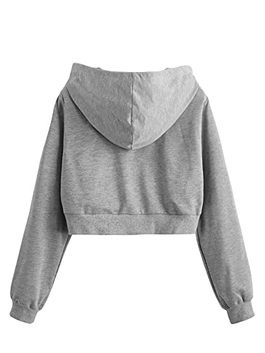 Women's Casual Full Zip Crop Top Hoodie