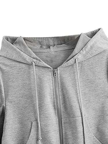 Women's Casual Full Zip Crop Top Hoodie